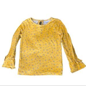 Carter’s Girl 6/6X Yellow Flower Print Blouse with Drawstring Wrist cuffs